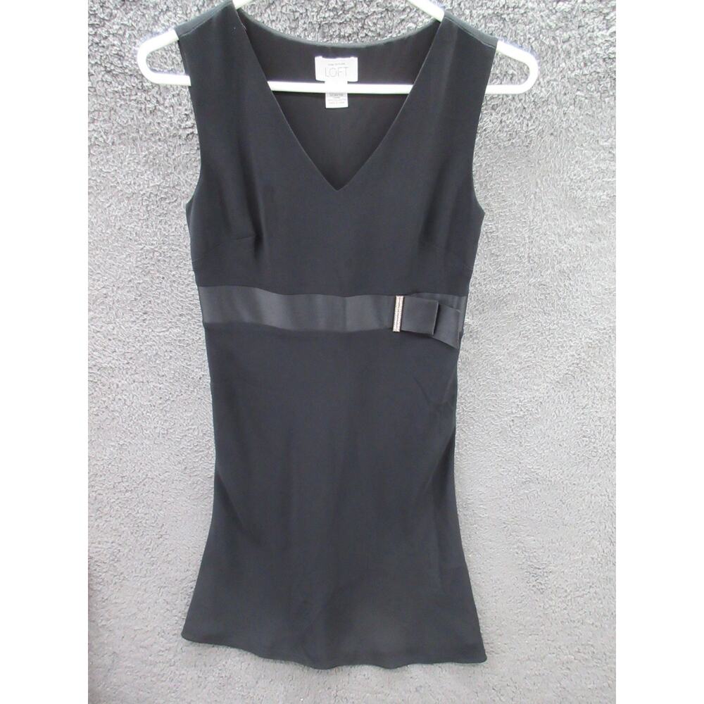 Loft Womens Dress Sz 2 Black Sequined Belt Straight Shift Flapper Party Retro